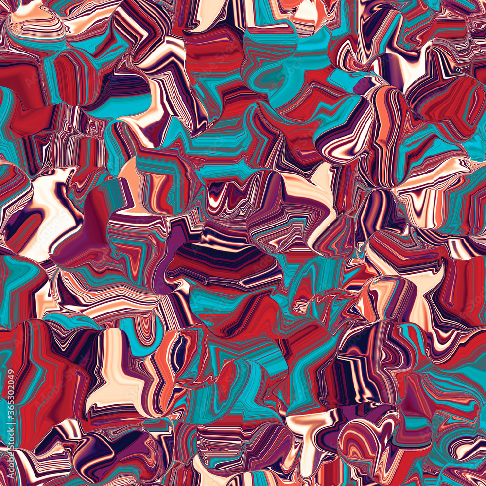 Seamless pattern with Marble Abstract Texture in blue and red tones