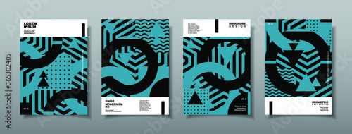 Vintage retro design vector covers set. Swiss style geometric compositions for book covers, posters, flyers, magazines, business annual reports