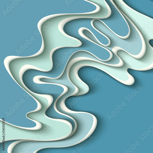 Vector paper cut waves modern background.