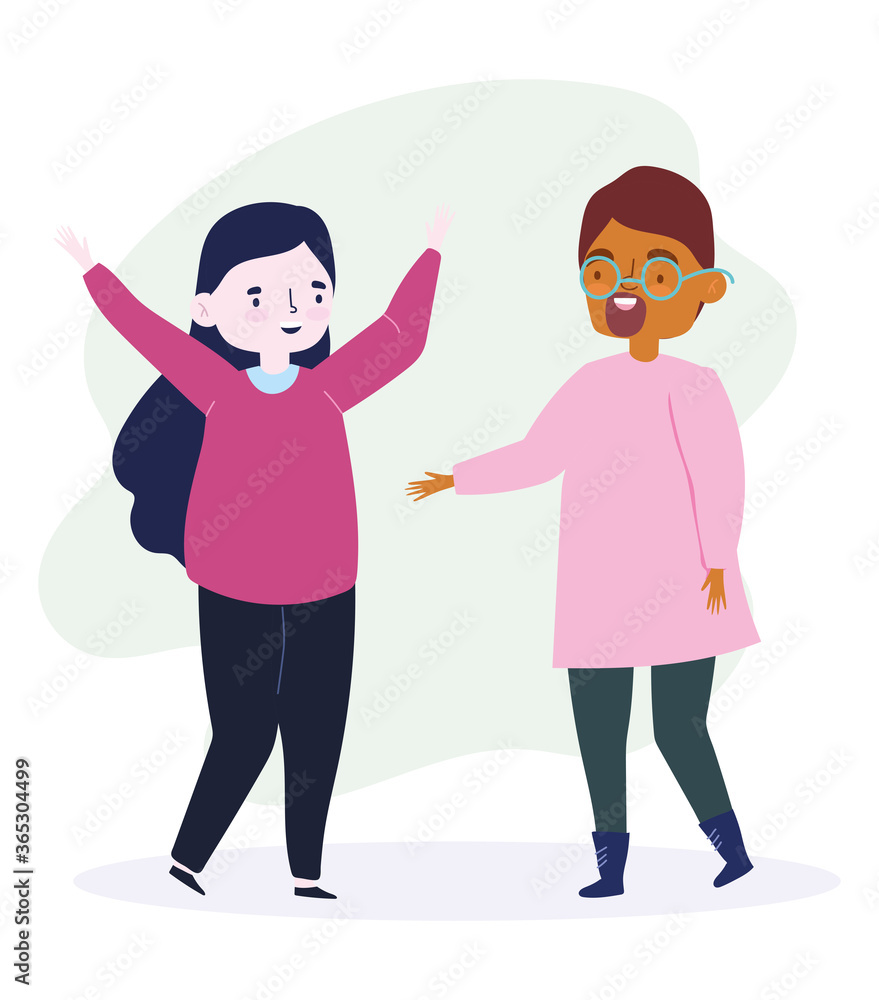 happy youth day celebration cartoon young man and woman character happy youth day celebration cartoon young man and woman character