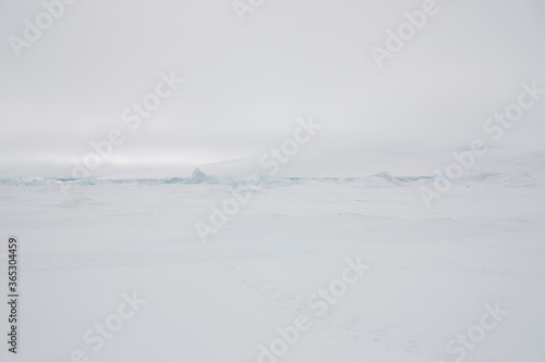 Antarctica landscape on a cloudy winter day
