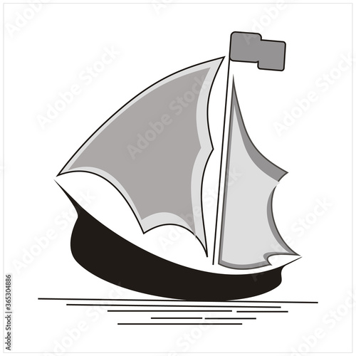 Silhouette of ship logo design  Traditional Sailboat from Asia / Africa