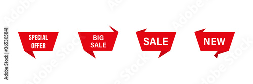 Special offer . Set Special Offer tags on white background. Red bubble speech . «New» banner. vector icon