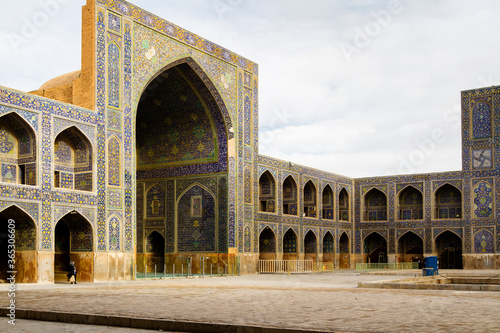 Masjed-e Jadid-e Abbasi or Shah Great Royal Mosque Ceiling with Blue Tiles Ornament photo