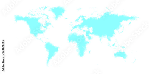 World map watercolor light blue splash isolated on white background illustration