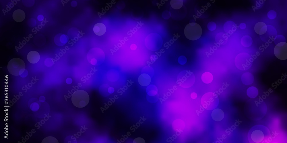 Dark Purple, Pink vector background with circles. Illustration with set of shining colorful abstract spheres. Design for your commercials.