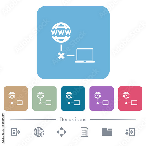 Offline laptop flat icons on color rounded square backgrounds