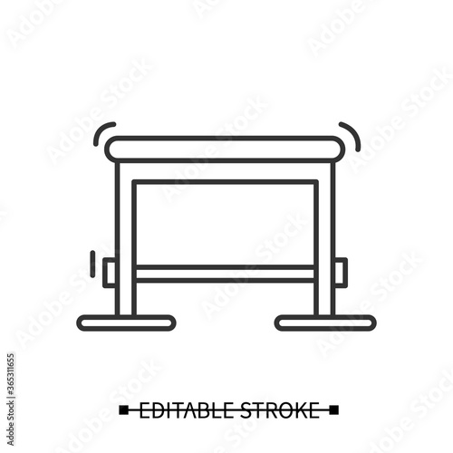 Plyo box icon. Jumping and balance training equipment linear pictogram. Concept of body balance and coordination home training, fitness workout and sport activity. Editable stroke vector illustration