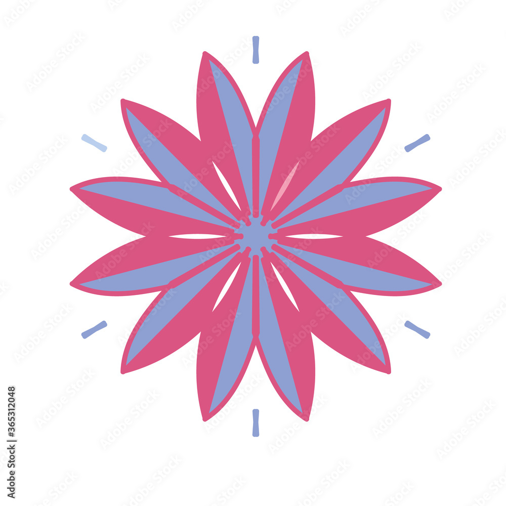 Red and blue flower in the form of a logo for web design