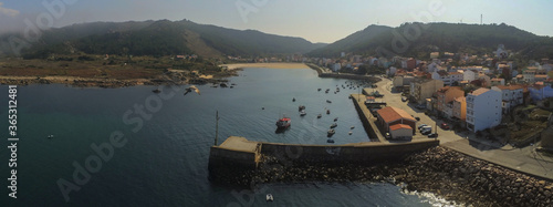 Camelle. Aerial view of coast and village in Galicia.Spain. Drone Photo photo