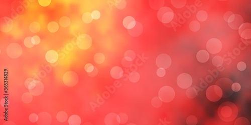 Light Orange vector layout with circle shapes. Glitter abstract illustration with colorful drops. Design for posters, banners.