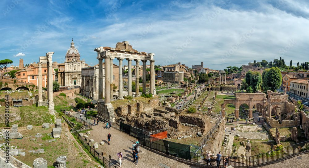 Rome, Italy.  Panoram view of the Imperial Forum.