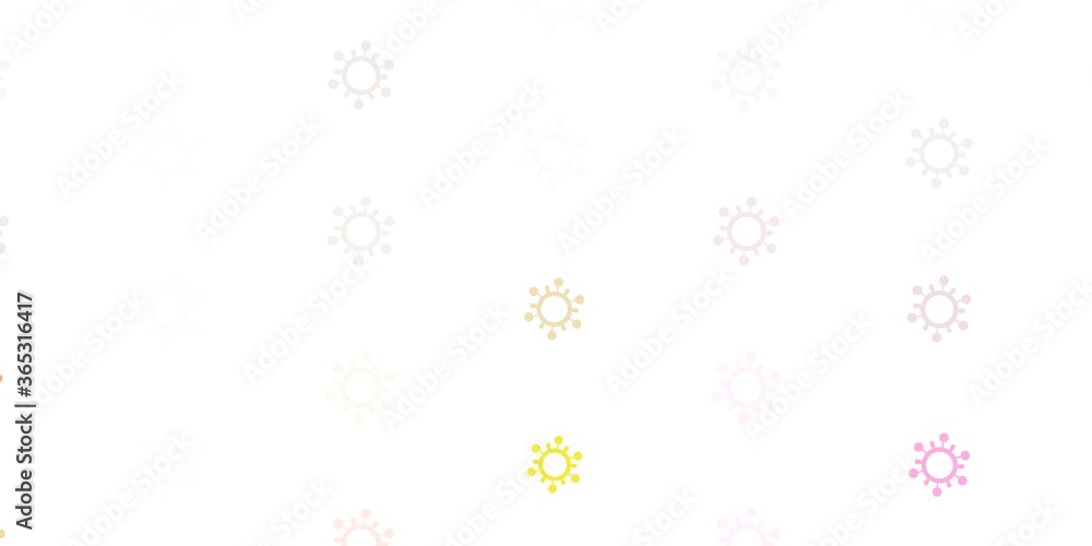 Light Pink, Yellow vector background with covid-19 symbols. Light Pink, Yellow vector background with covid-19 symbols.