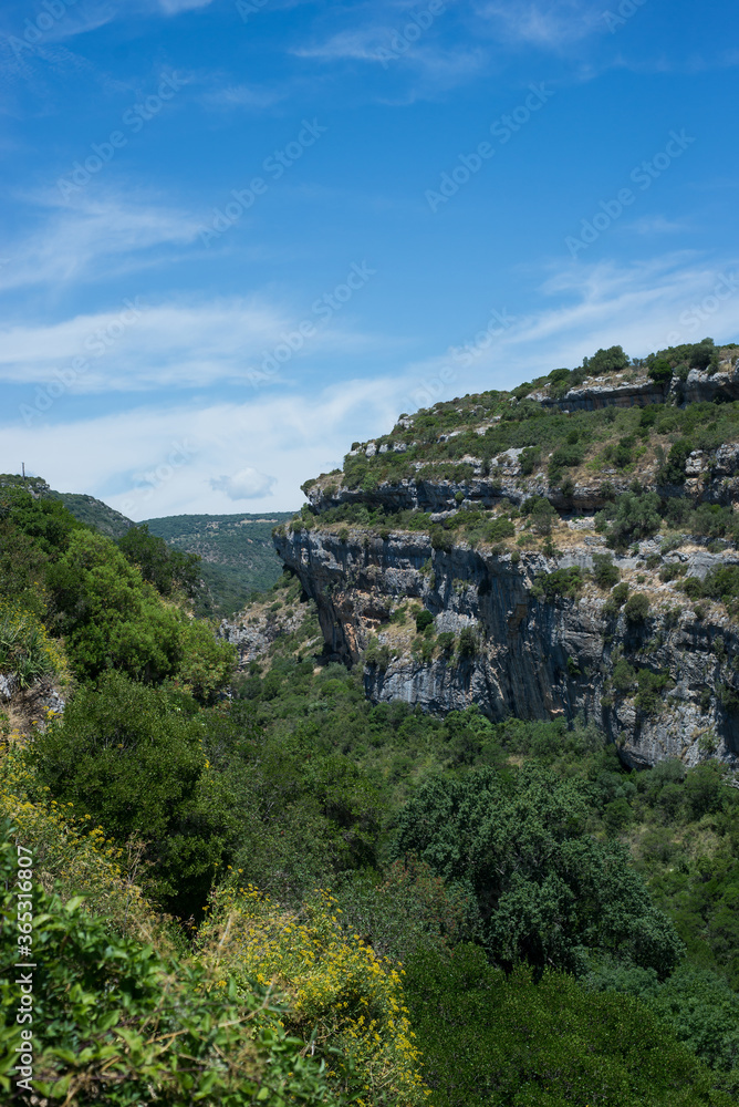  view of canyon and mountain in the minervois landscape in south of France