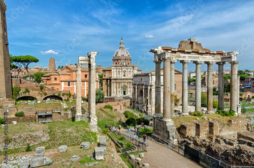 Rome, Italy. The Imperial Forum with сatholic church of Saint Luca e Martina (Chiesa dei Santi Luca e Martina).