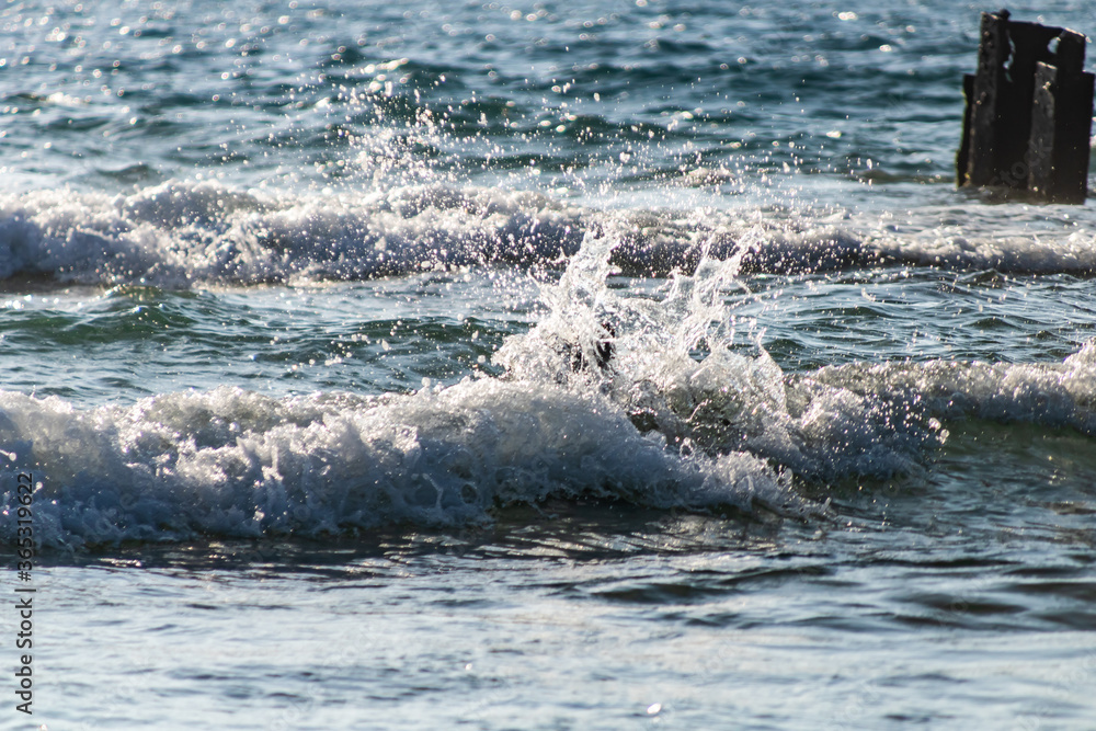 water splash on rocks