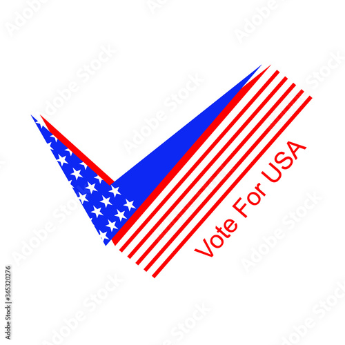 The American flag is a check mark. Elections in America. Elections day 2020. United States presidential election. Vote for usa.