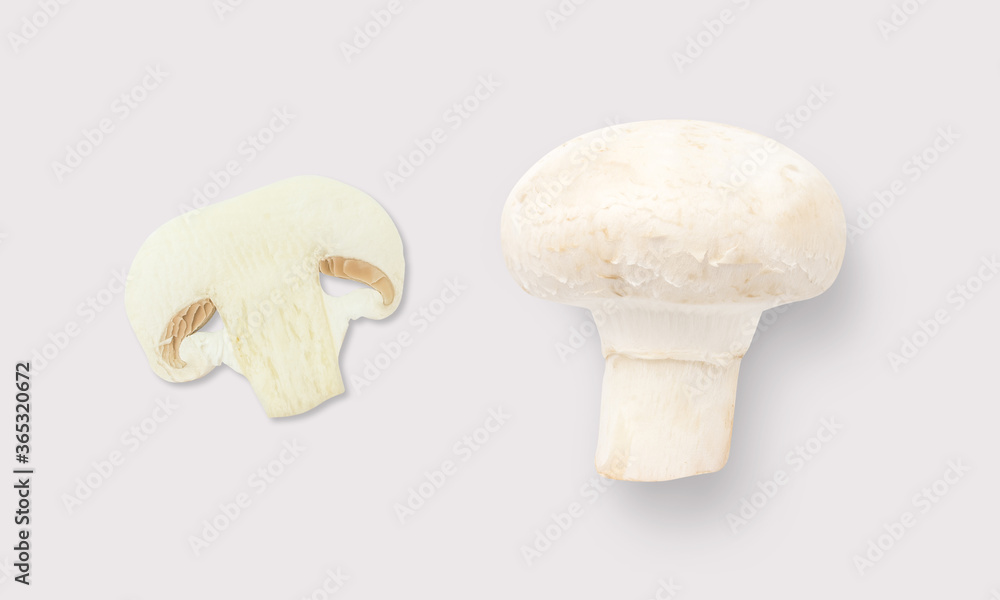 Mushroom and slice on a white background Mushroom and slice on a white background