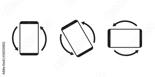 Rotate phone , vector icon. Rotate smartphone , black illustration on white background. Horisontal or vertical rotation .