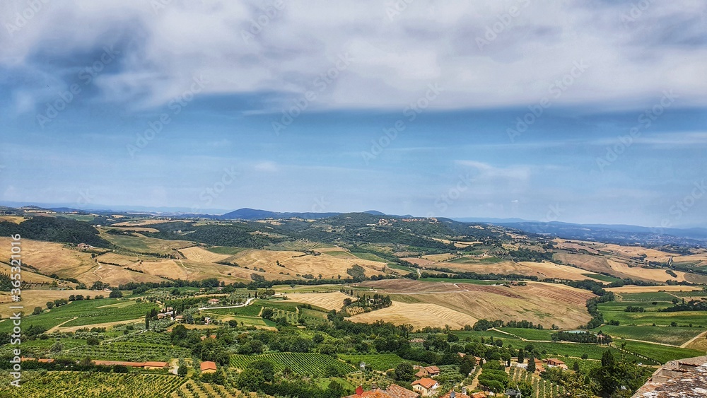 View of the Tuscan countryside from Montepulciano, Italy.