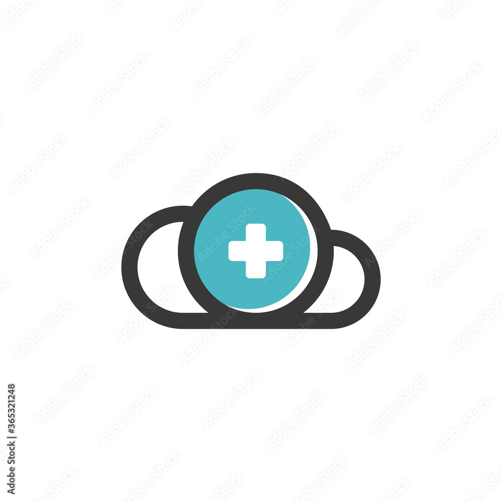 cloud with first aid symbol, technology computing cloud with first aid symbol, technology computing