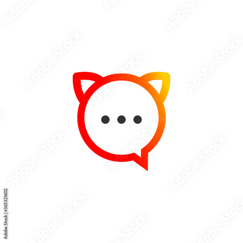 bubble chat logo with cat head concept