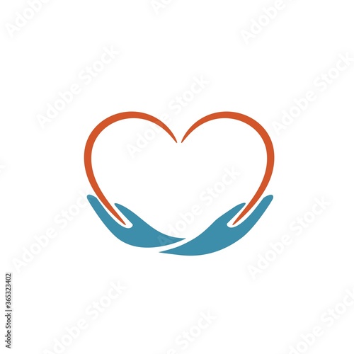Hand holding a heart icon photo