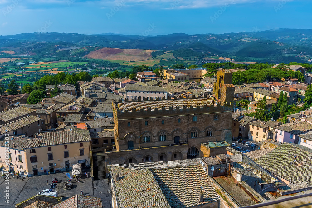 Churches and roof tops in Orvieto, Italy in summer