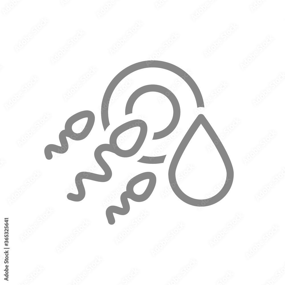 Egg and sperm with drop line icon. In vitro fertilization, delay of menstruation symbol