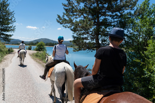 Horseback riding near the lake Daday District, Kastamonu, Turkey.