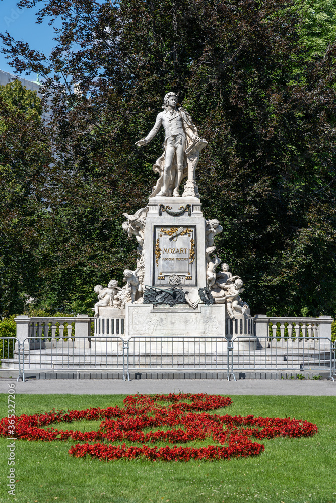 Statue of Mozart in the Stadtpark in Vienna, Austria
