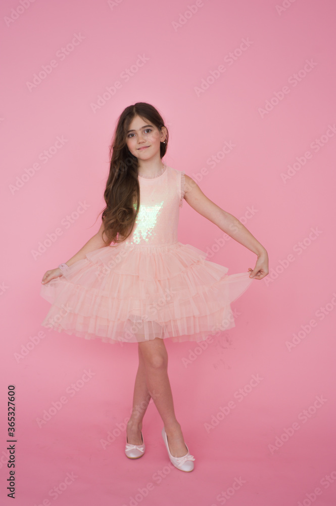 Beautiful happy in pink dress Beautiful happy in pink dress