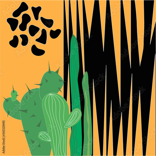 illustration with tropical symbols in bright colors