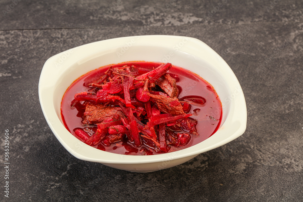 Russian traditional Borsch soup with cabbage Russian traditional Borsch soup with cabbage