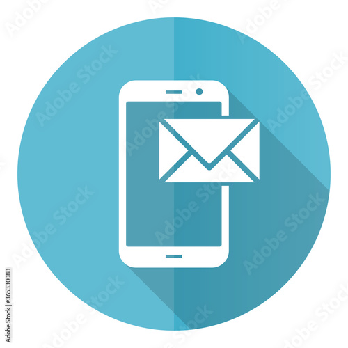 Free Download Mail vector icon, flat design blue round web button isolated on white background - GFXLoad