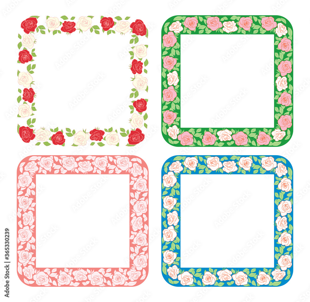 roses ornament in squares - vector frames with flowers roses ornament in squares - vector frames with flowers
