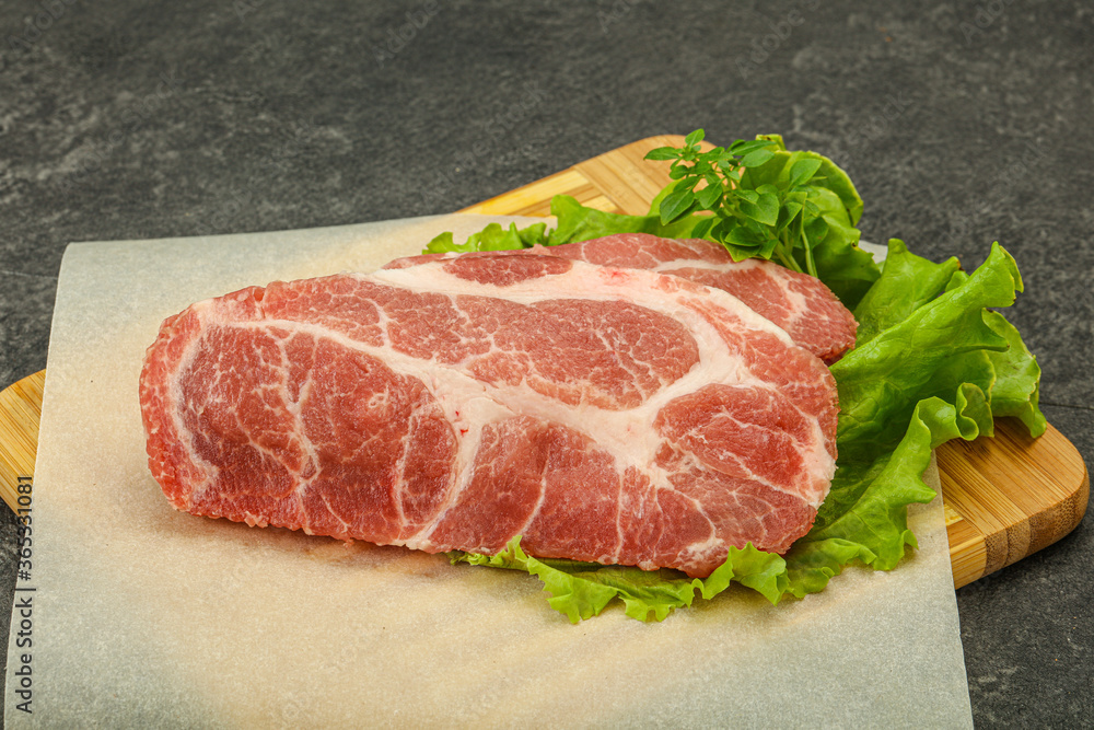 Raw pork meat neck steack