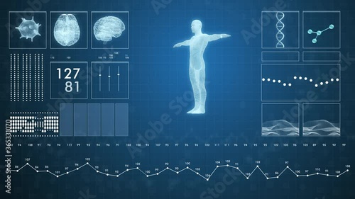 Futuristic hud medicine screen data in 4k video.