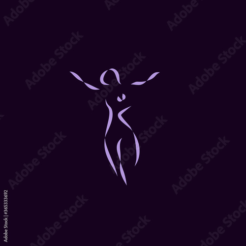 silhouette of a girl logo design shape
