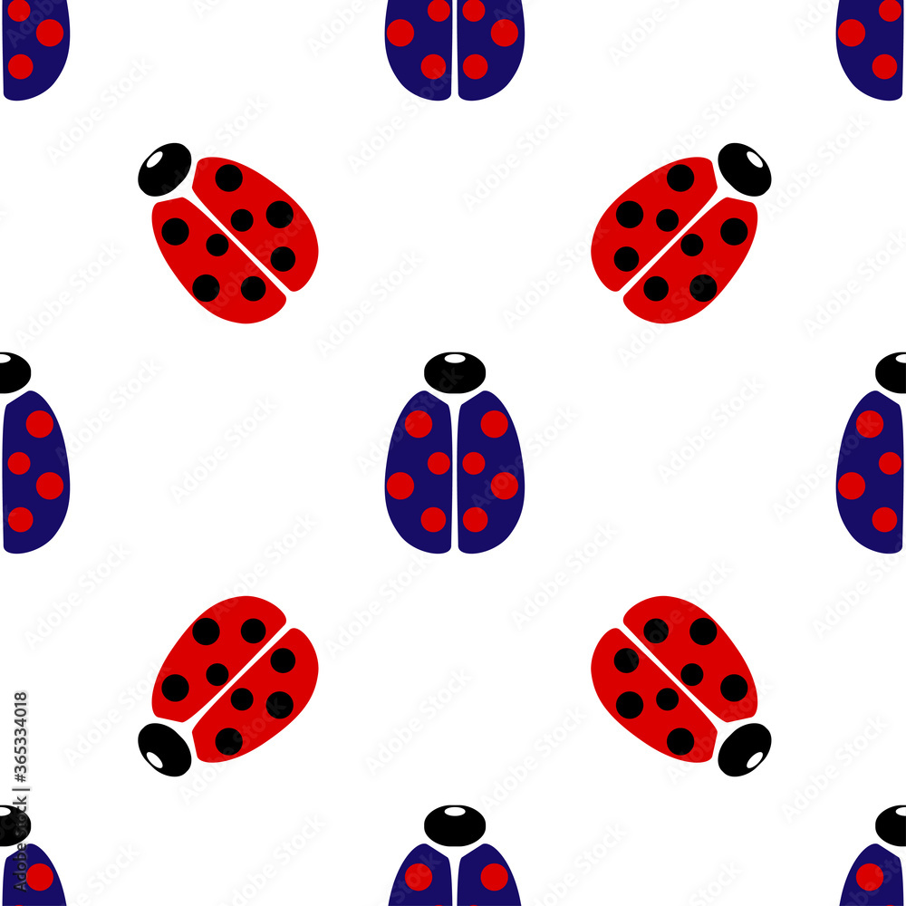 Blue and red coccinellidae icon isolated seamless pattern on white background. Vector Blue and red coccinellidae icon isolated seamless pattern on white background. Vector