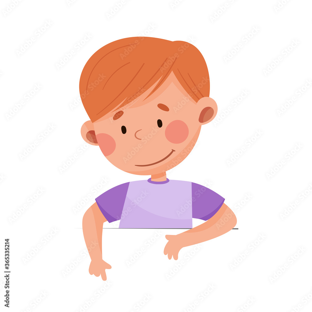 Cute Boy with Red Hair Sitting at Table or School Desk Vector Illustration Cute Boy with Red Hair Sitting at Table or School Desk Vector Illustration