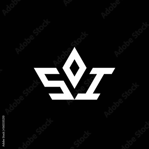 SI monogram logo with crown shape luxury style