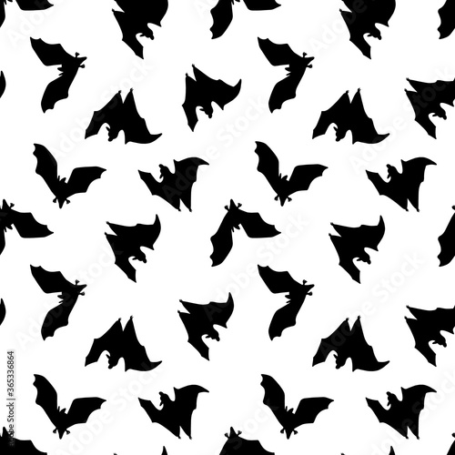 Seamless pattern of bats. Black bats on a white background.Design for Halloween, printing,blogs,greeting cards,packaging