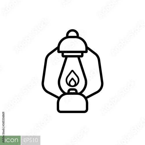 Vintage camping lantern vector icon