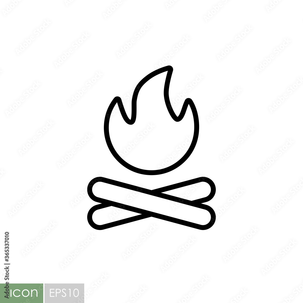 Bonfire vector icon. Camping and Hiking sign Bonfire vector icon. Camping and Hiking sign