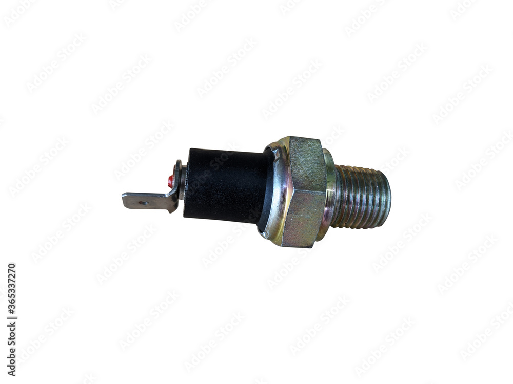 Auto parts oil pressure sensor isolated on white background. Spare parts. Auto parts oil pressure sensor isolated on white background. Spare parts.