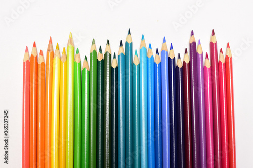 Colored pencils isolated on a white background