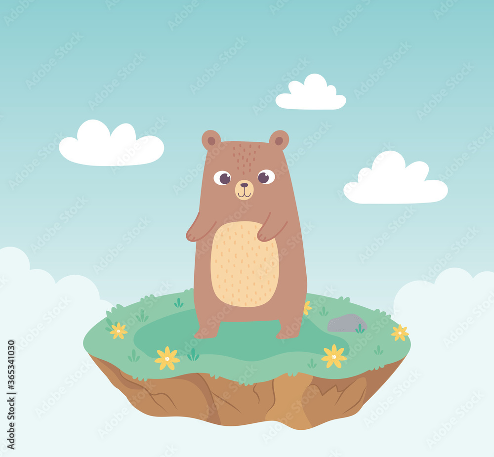 Fototapeta premium cute cartoon animal adorable little bear with flowers