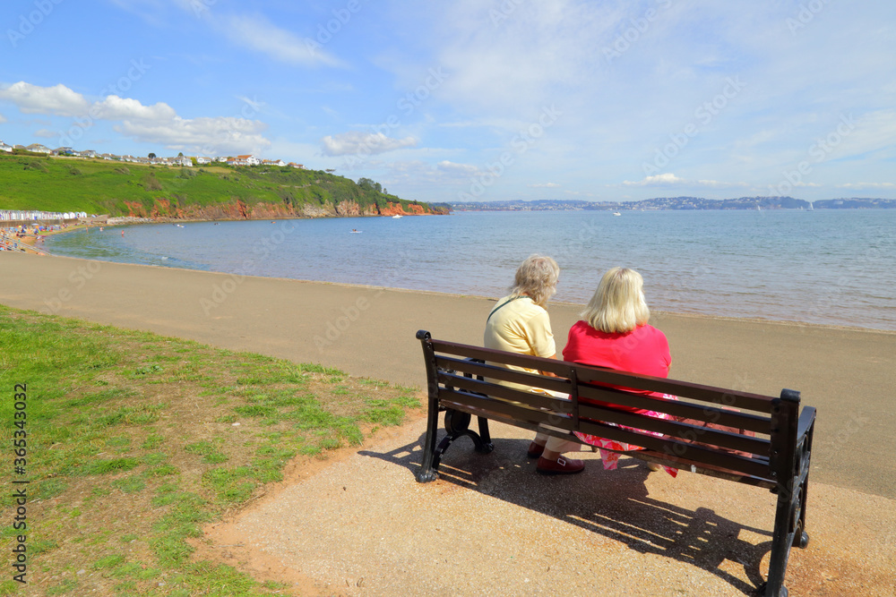 People enjoying summer vacation on the South Devon coast