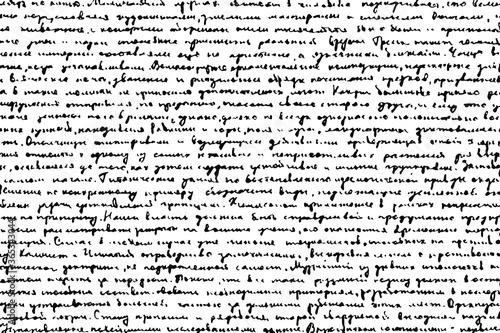 Grunge texture of an old unreadable letter. Monochrome background of a manuscript written in illegible handwriting. Overlay template. Vector illustration